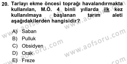 Gastronomi Tarihi Dersi 2023 - 2024 Yılı (Vize) Ara Sınav Soruları 20. Soru