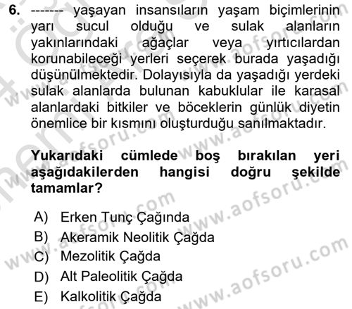Gastronomi Tarihi Dersi 2023 - 2024 Yılı (Vize) Ara Sınav Soruları 6. Soru