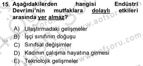 Gastronomi Tarihi Dersi 2023 - 2024 Yılı (Final) Dönem Sonu Sınav Soruları 15. Soru