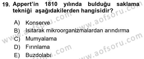 Gastronomi Tarihi Dersi 2023 - 2024 Yılı (Final) Dönem Sonu Sınav Soruları 19. Soru