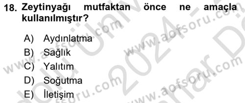 Gastronomi Tarihi Dersi 2024 - 2025 Yılı (Vize) Ara Sınav Soruları 18. Soru