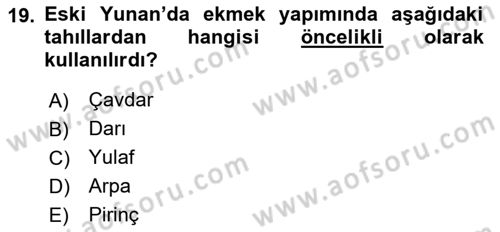 Gastronomi Tarihi Dersi 2024 - 2025 Yılı (Vize) Ara Sınav Soruları 19. Soru
