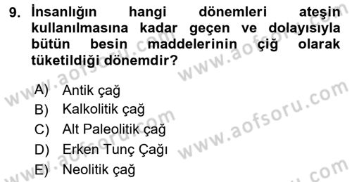 Gastronomi Tarihi Dersi 2024 - 2025 Yılı (Vize) Ara Sınav Soruları 9. Soru