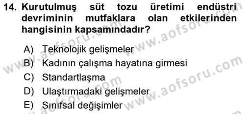 Gastronomi Tarihi Dersi Dönem Sonu Sınavı Deneme Sınav Soruları 14. Soru