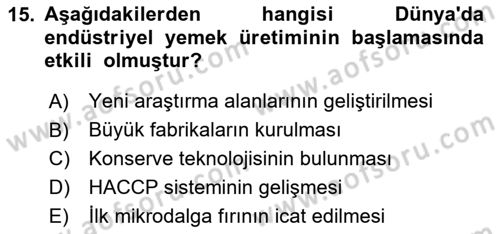 Gastronomi Tarihi Dersi 2024 - 2025 Yılı (Final) Dönem Sonu Sınav Soruları 15. Soru