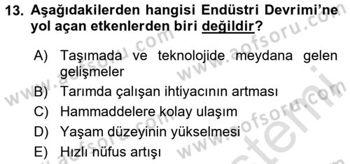 Gastronomi Tarihi Dersi 2024 - 2025 Yılı Yaz Okulu Sınav Soruları 13. Soru