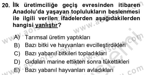 Gastronomi Tarihi Dersi 2024 - 2025 Yılı Yaz Okulu Sınav Soruları 20. Soru
