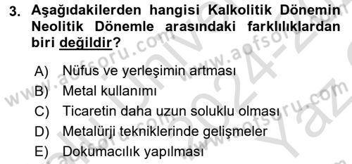 Gastronomi Tarihi Dersi 2024 - 2025 Yılı Yaz Okulu Sınav Soruları 3. Soru