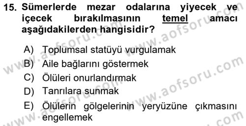 Gastronomi Tarihi Dersi 2025 - 2026 Yılı (Vize) Ara Sınav Soruları 15. Soru