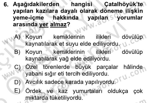 Gastronomi Tarihi Dersi 2025 - 2026 Yılı (Vize) Ara Sınav Soruları 6. Soru