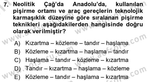 Gastronomi Tarihi Dersi 2025 - 2026 Yılı (Vize) Ara Sınav Soruları 7. Soru