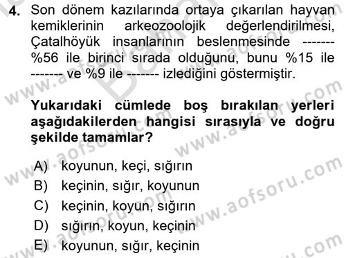 Gastronomi Tarihi Dersi 2025 - 2026 Yılı (Final) Dönem Sonu Sınav Soruları 4. Soru