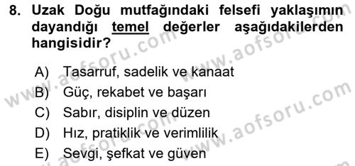 Gastronomi Tarihi Dersi 2025 - 2026 Yılı (Final) Dönem Sonu Sınav Soruları 8. Soru