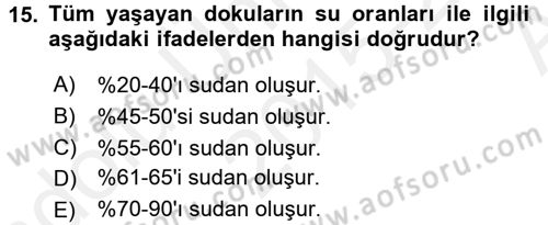 Beslenmenin Temel İlkeleri Dersi 2015 - 2016 Yılı (Vize) Ara Sınav Soruları 15. Soru