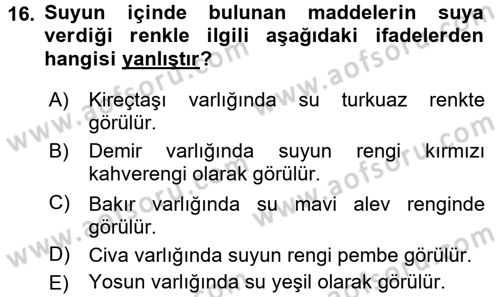 Beslenmenin Temel İlkeleri Dersi 2015 - 2016 Yılı (Vize) Ara Sınav Soruları 16. Soru