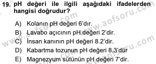 Beslenmenin Temel İlkeleri Dersi 2015 - 2016 Yılı (Vize) Ara Sınav Soruları 19. Soru