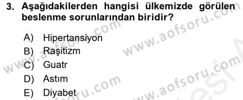 Beslenmenin Temel İlkeleri Dersi 2015 - 2016 Yılı (Vize) Ara Sınav Soruları 3. Soru