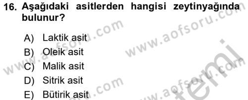 Beslenmenin Temel İlkeleri Dersi 2016 - 2017 Yılı (Vize) Ara Sınav Soruları 16. Soru