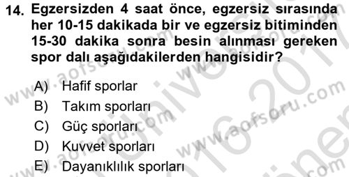 Beslenmenin Temel İlkeleri Dersi 2016 - 2017 Yılı (Final) Dönem Sonu Sınav Soruları 14. Soru