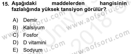 Beslenmenin Temel İlkeleri Dersi 2017 - 2018 Yılı 3 Ders Sınav Soruları 15. Soru