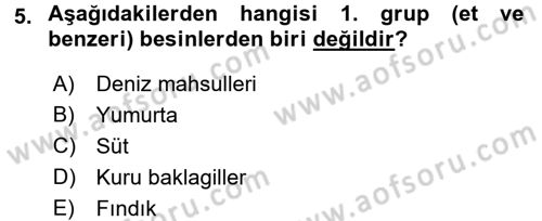 Beslenmenin Temel İlkeleri Dersi 2017 - 2018 Yılı 3 Ders Sınav Soruları 5. Soru