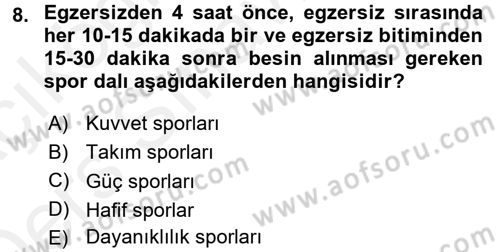 Beslenmenin Temel İlkeleri Dersi 2017 - 2018 Yılı 3 Ders Sınav Soruları 8. Soru