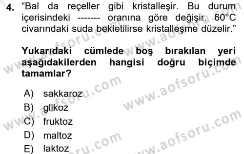 Beslenmenin Temel İlkeleri Dersi 2017 - 2018 Yılı (Final) Dönem Sonu Sınav Soruları 4. Soru