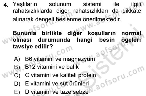 Beslenmenin Temel İlkeleri Dersi 2018 - 2019 Yılı 3 Ders Sınav Soruları 4. Soru