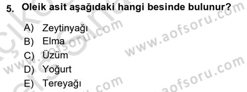 Beslenmenin Temel İlkeleri Dersi 2018 - 2019 Yılı 3 Ders Sınav Soruları 5. Soru