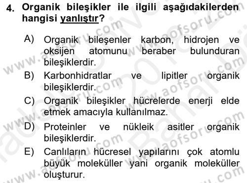 Beslenmenin Temel İlkeleri Dersi 2018 - 2019 Yılı (Vize) Ara Sınav Soruları 4. Soru