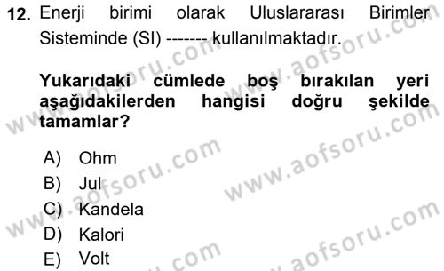 Beslenmenin Temel İlkeleri Dersi 2018 - 2019 Yılı (Final) Dönem Sonu Sınav Soruları 12. Soru