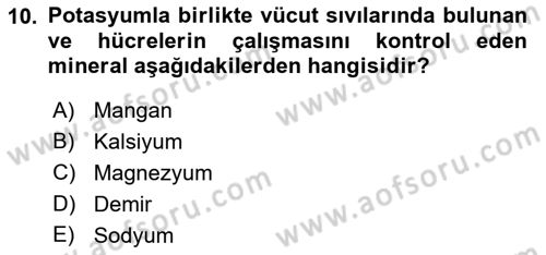 Beslenmenin Temel İlkeleri Dersi 2020 - 2021 Yılı Yaz Okulu Sınav Soruları 10. Soru