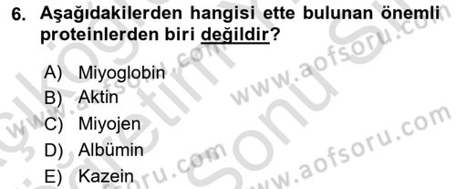 Beslenmenin Temel İlkeleri Dersi 2021 - 2022 Yılı (Final) Dönem Sonu Sınav Soruları 6. Soru