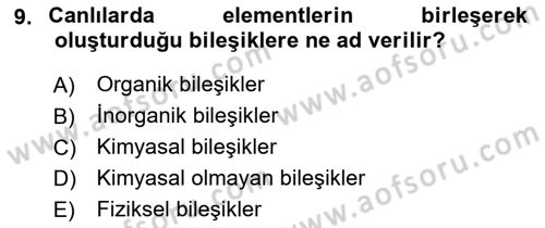 Beslenmenin Temel İlkeleri Dersi 2021 - 2022 Yılı (Final) Dönem Sonu Sınav Soruları 9. Soru
