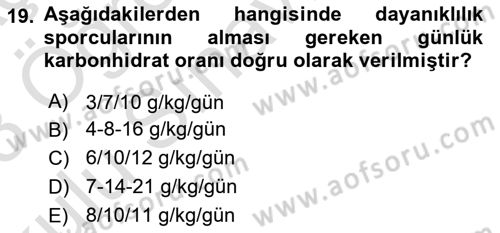 Beslenmenin Temel İlkeleri Dersi 2022 - 2023 Yılı Yaz Okulu Sınav Soruları 19. Soru