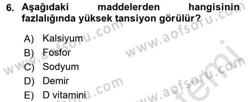 Beslenmenin Temel İlkeleri Dersi 2022 - 2023 Yılı Yaz Okulu Sınav Soruları 6. Soru