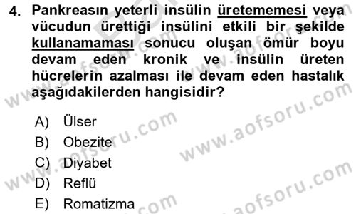 Beslenmenin Temel İlkeleri Dersi 2023 - 2024 Yılı (Final) Dönem Sonu Sınav Soruları 4. Soru