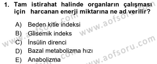 Beslenmenin Temel İlkeleri Dersi 2023 - 2024 Yılı Yaz Okulu Sınav Soruları 1. Soru