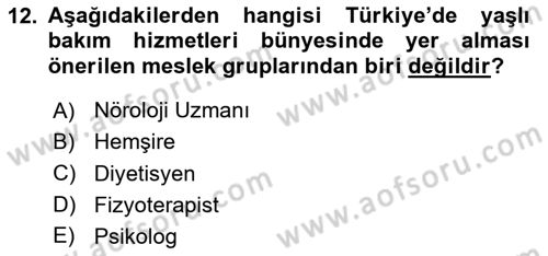 Beslenmenin Temel İlkeleri Dersi 2023 - 2024 Yılı Yaz Okulu Sınav Soruları 12. Soru