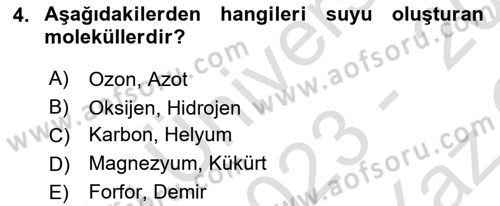 Beslenmenin Temel İlkeleri Dersi 2023 - 2024 Yılı Yaz Okulu Sınav Soruları 4. Soru