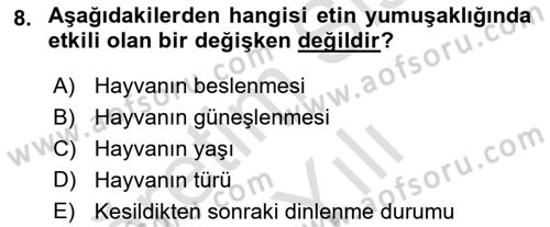 Beslenmenin Temel İlkeleri Dersi 2023 - 2024 Yılı Yaz Okulu Sınav Soruları 8. Soru
