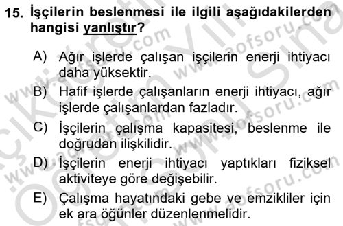 Beslenmenin Temel İlkeleri Dersi 2024 - 2025 Yılı (Final) Dönem Sonu Sınav Soruları 15. Soru