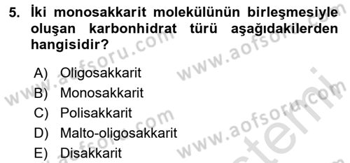 Beslenmenin Temel İlkeleri Dersi 2024 - 2025 Yılı (Final) Dönem Sonu Sınav Soruları 5. Soru
