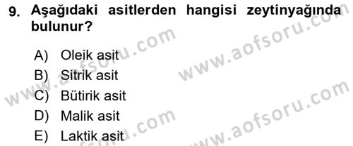 Beslenmenin Temel İlkeleri Dersi 2024 - 2025 Yılı (Final) Dönem Sonu Sınav Soruları 9. Soru