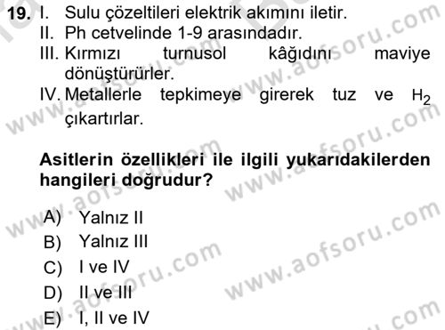 Beslenmenin Temel İlkeleri Dersi 2025 - 2026 Yılı (Vize) Ara Sınav Soruları 19. Soru