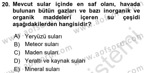 Beslenmenin Temel İlkeleri Dersi 2025 - 2026 Yılı (Vize) Ara Sınav Soruları 20. Soru
