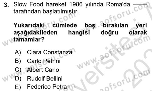 Beslenmenin Temel İlkeleri Dersi 2025 - 2026 Yılı (Vize) Ara Sınav Soruları 3. Soru