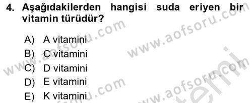 Beslenmenin Temel İlkeleri Dersi 2025 - 2026 Yılı (Final) Dönem Sonu Sınav Soruları 4. Soru