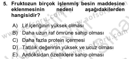 Beslenmenin Temel İlkeleri Dersi 2025 - 2026 Yılı (Final) Dönem Sonu Sınav Soruları 5. Soru