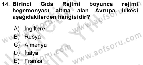 Gastronomi Ve Sürdürülebilirlik Dersi 2020 - 2021 Yılı Yaz Okulu Sınavı 14. Soru